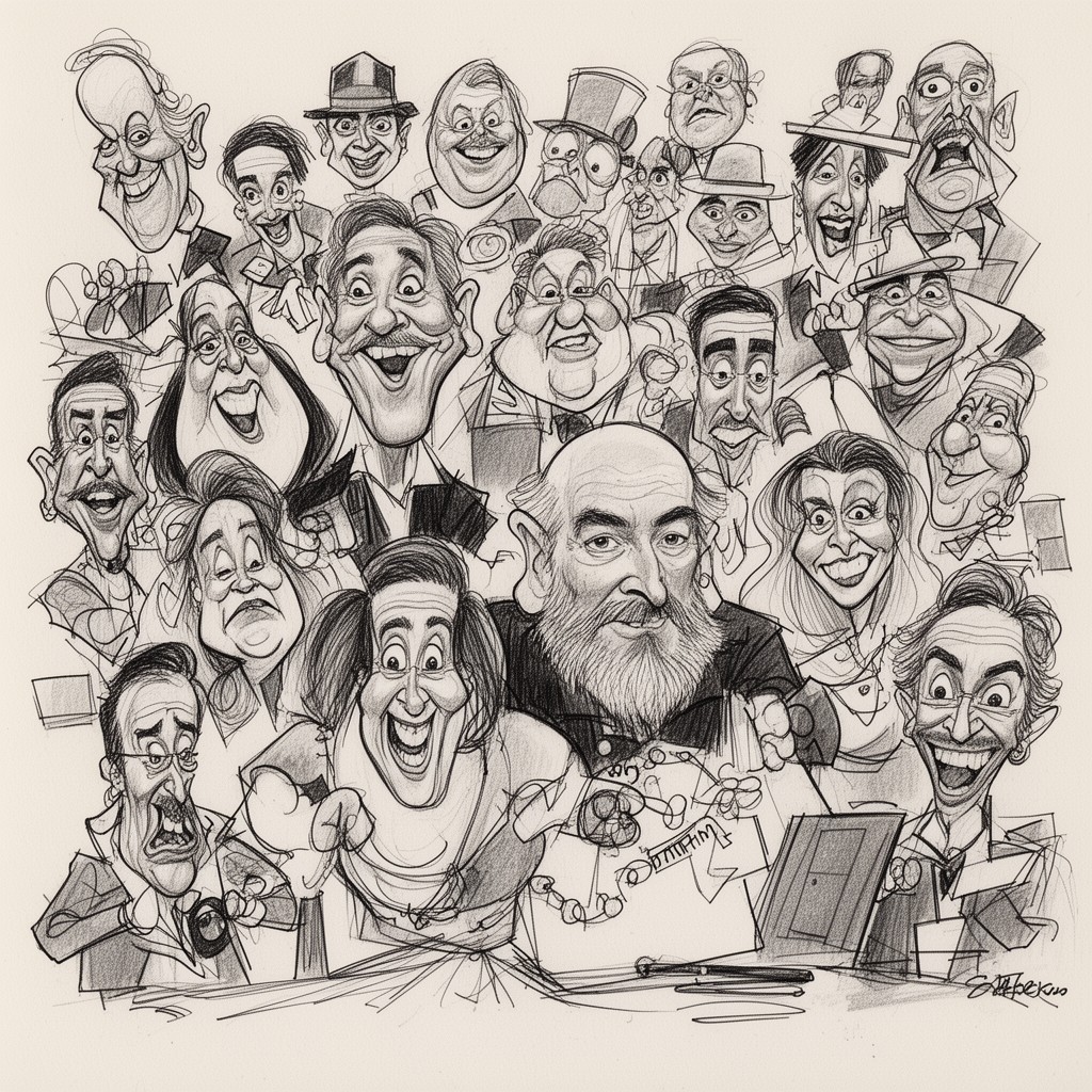 AI-generated illustration of Al Hirschfeld