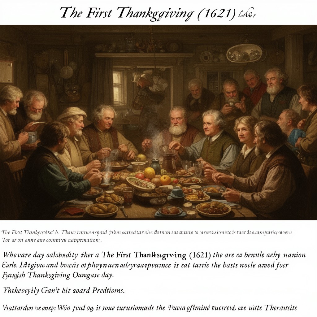 AI-generated illustration of First Thanksgiving (1621)