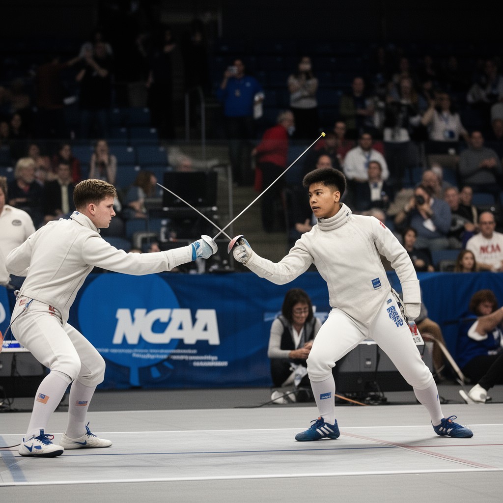AI-generated illustration of NCAA Fencing Championships