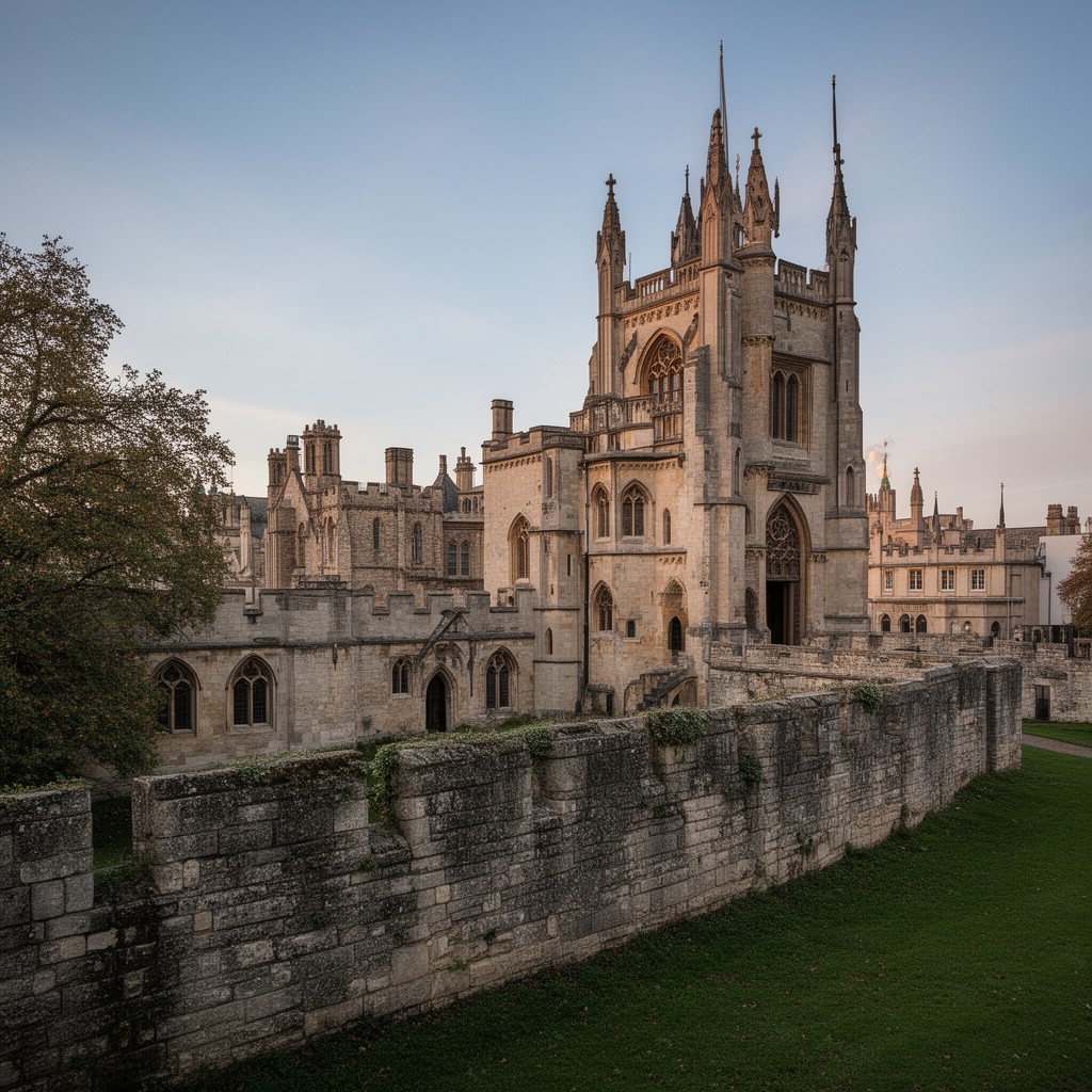 AI-generated illustration of Oxford city walls