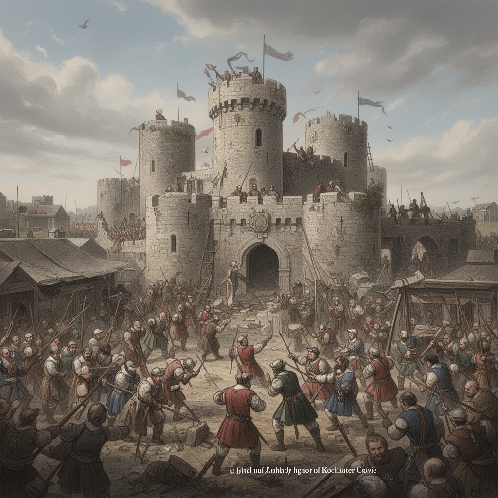 AI-generated illustration of siege of Rochester Castle