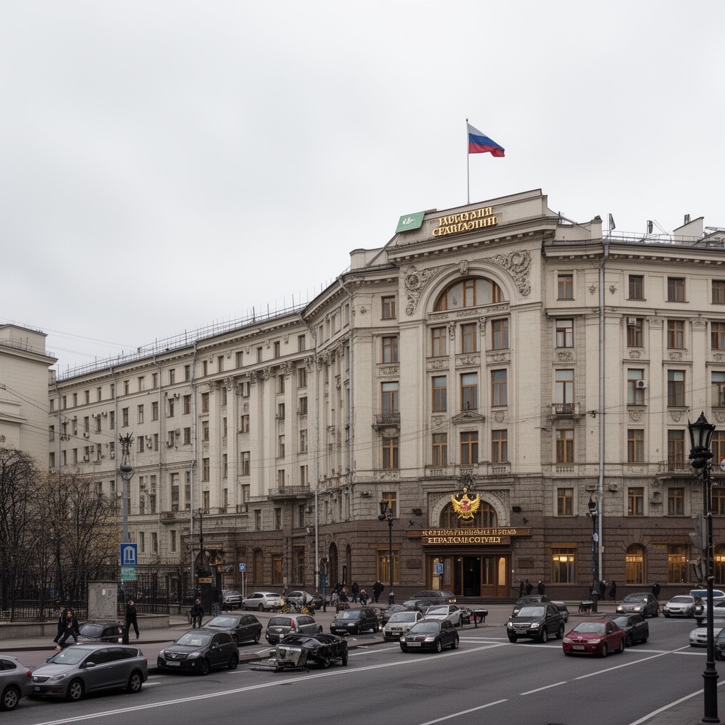 AI-generated illustration of Federation Council building on Bolshaya Dmitrovka Street