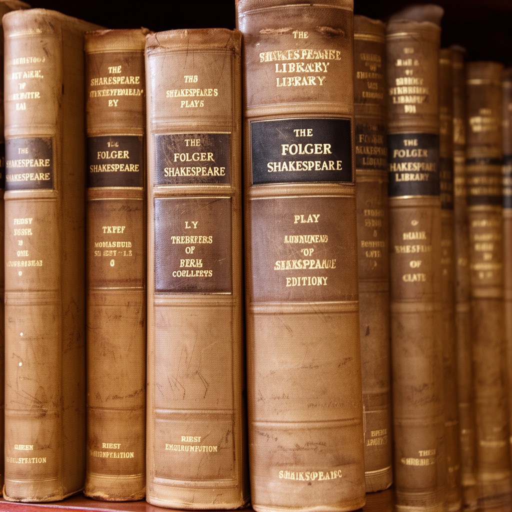 AI-generated illustration of Folger Shakespeare Library editions of Shakespeare’s plays