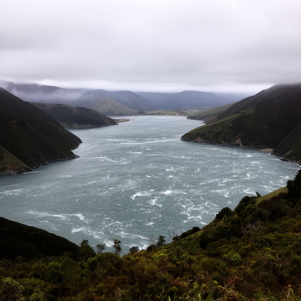 AI-generated illustration of Cook Strait