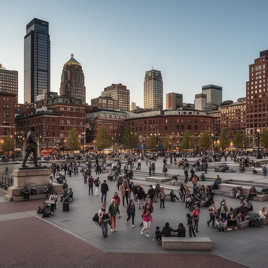 AI-generated illustration of Dewey Square