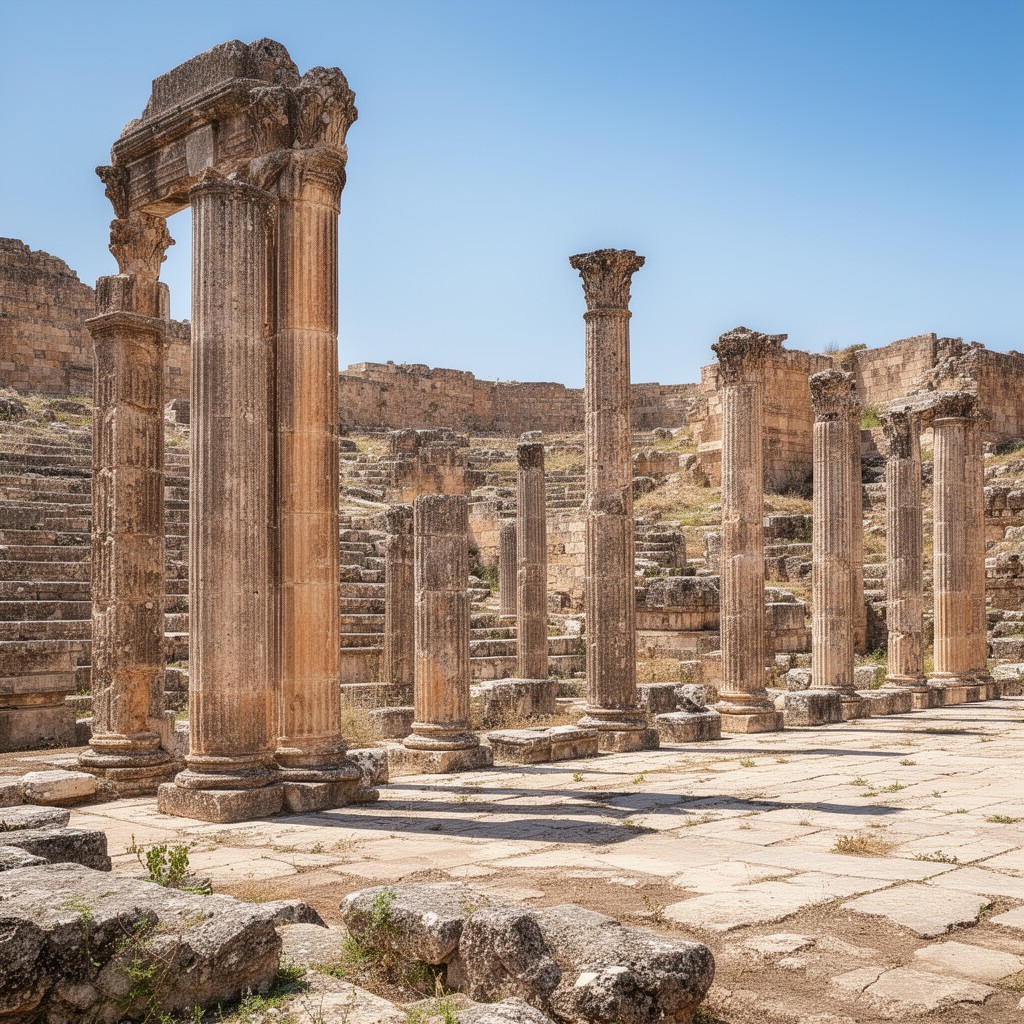 AI-generated illustration of Roman ruins of Jerash