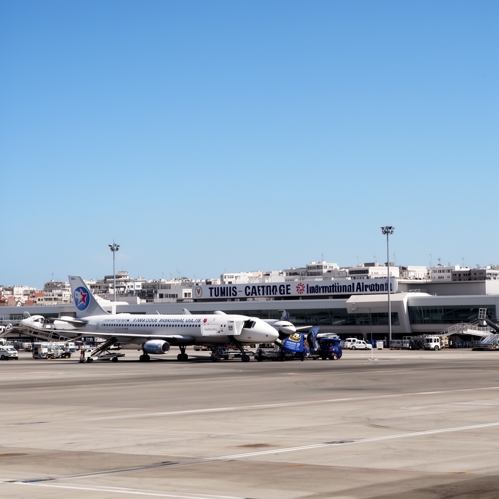 AI-generated illustration of Tunis–Carthage International Airport
