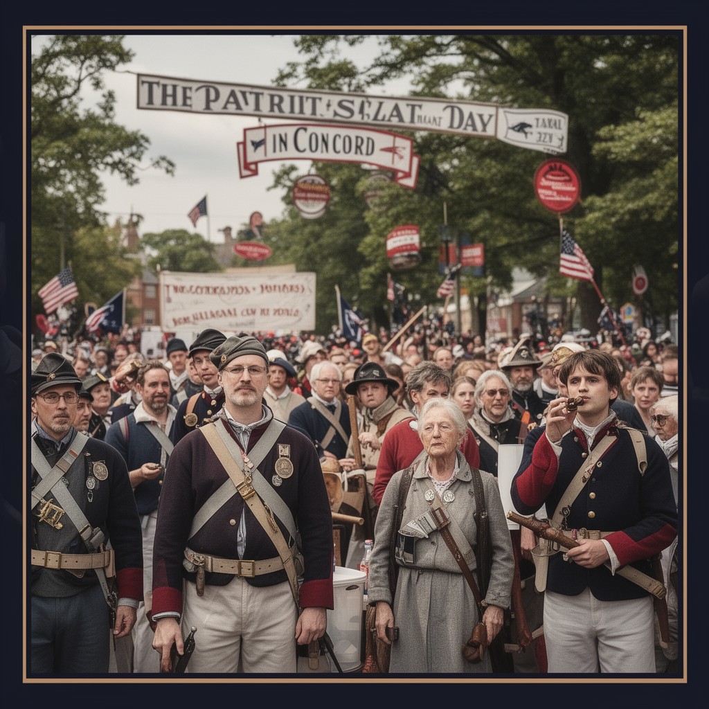 AI-generated illustration of Patriots’ Day Parade in Concord