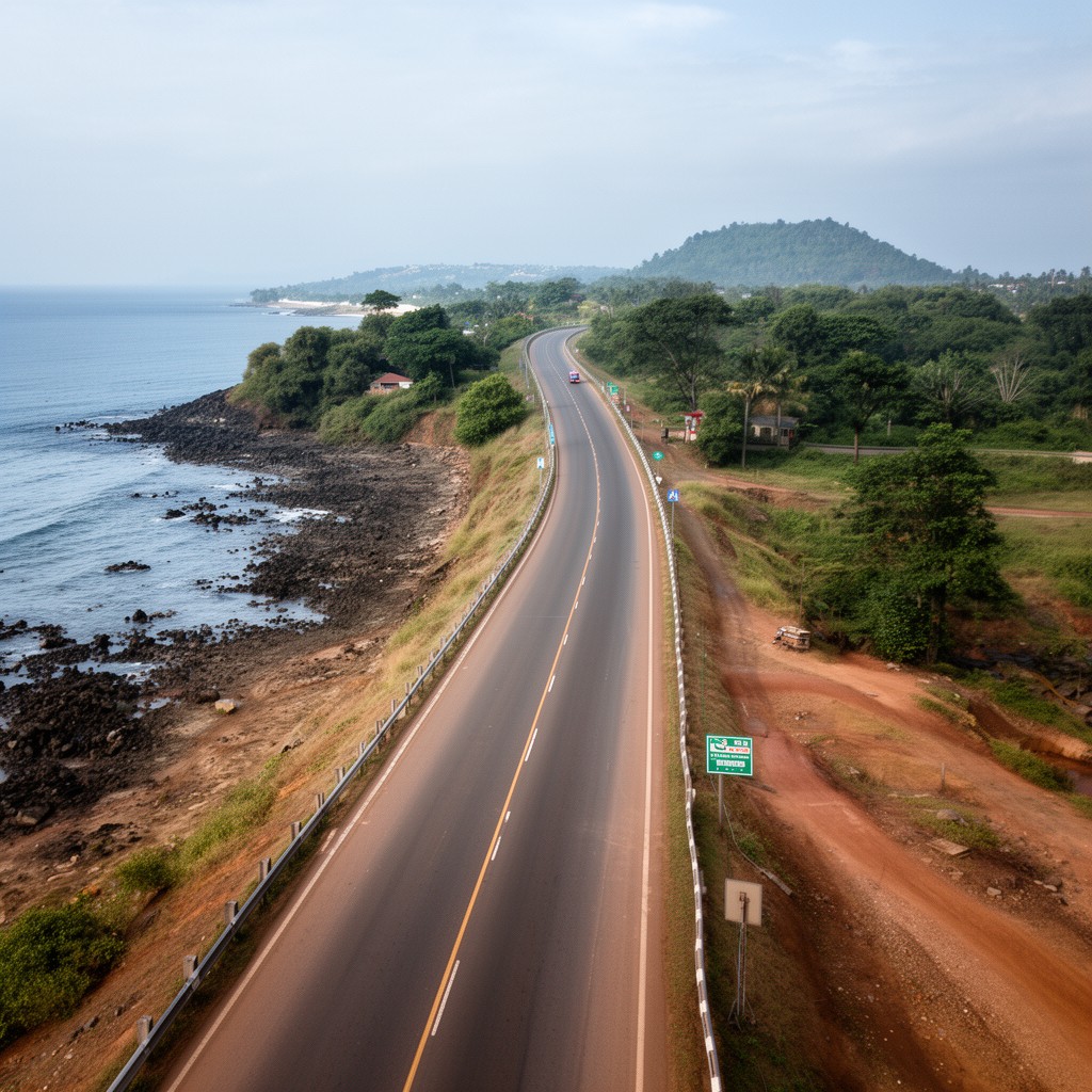 AI-generated illustration of A2 coastal highway