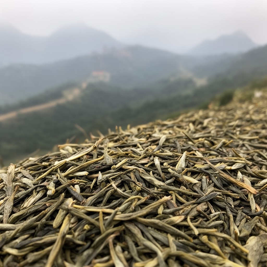 AI-generated illustration of Huangshan Maofeng tea