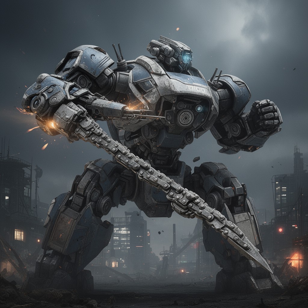 AI-generated illustration of Gipsy Danger chain sword