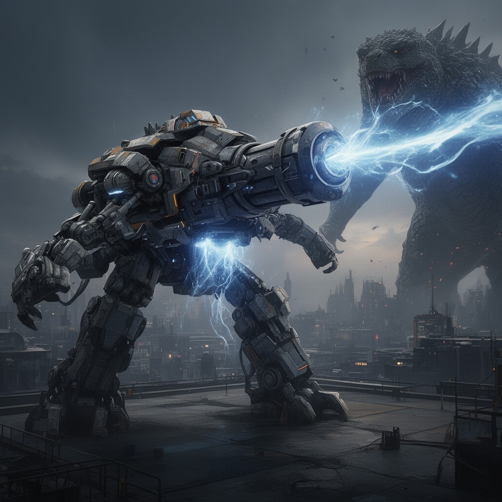 AI-generated illustration of Gipsy Danger plasma cannon