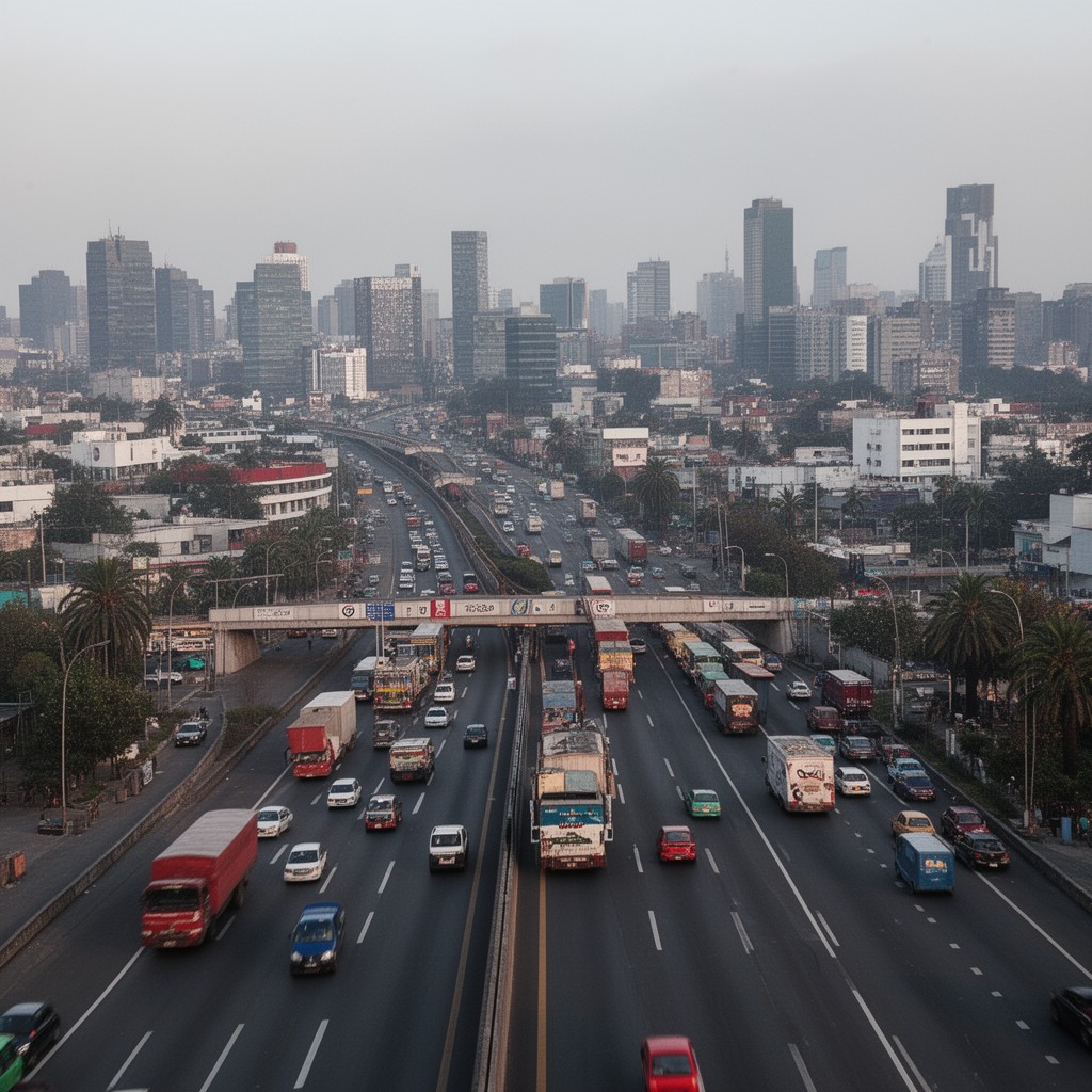 AI-generated illustration of Mexico City–Toluca highway