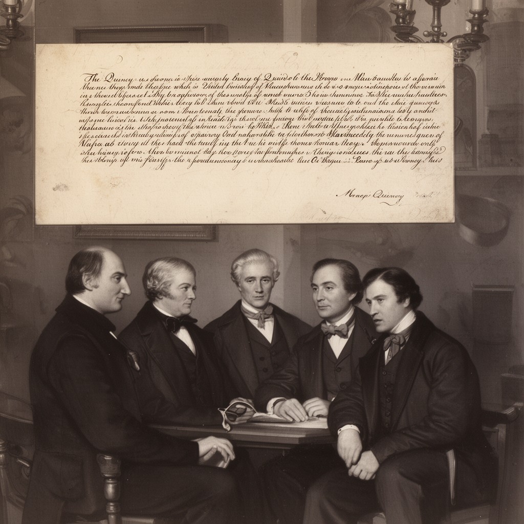 AI-generated illustration of Quincy family of Massachusetts