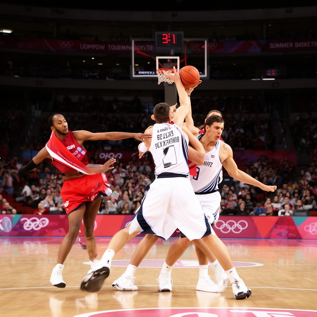 AI-generated illustration of 2012 Summer Olympics basketball tournament