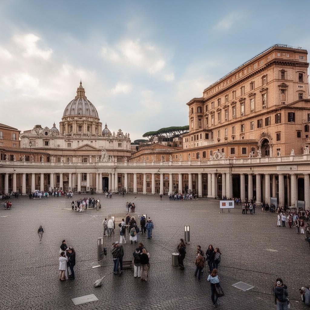 AI-generated illustration of Piazza Rusticucci area (historical)