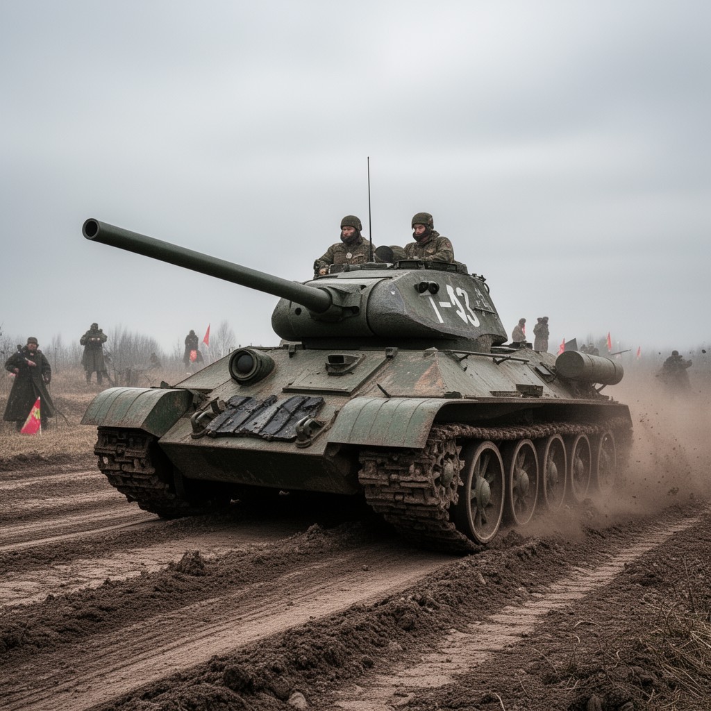 AI-generated illustration of T-34 medium tank