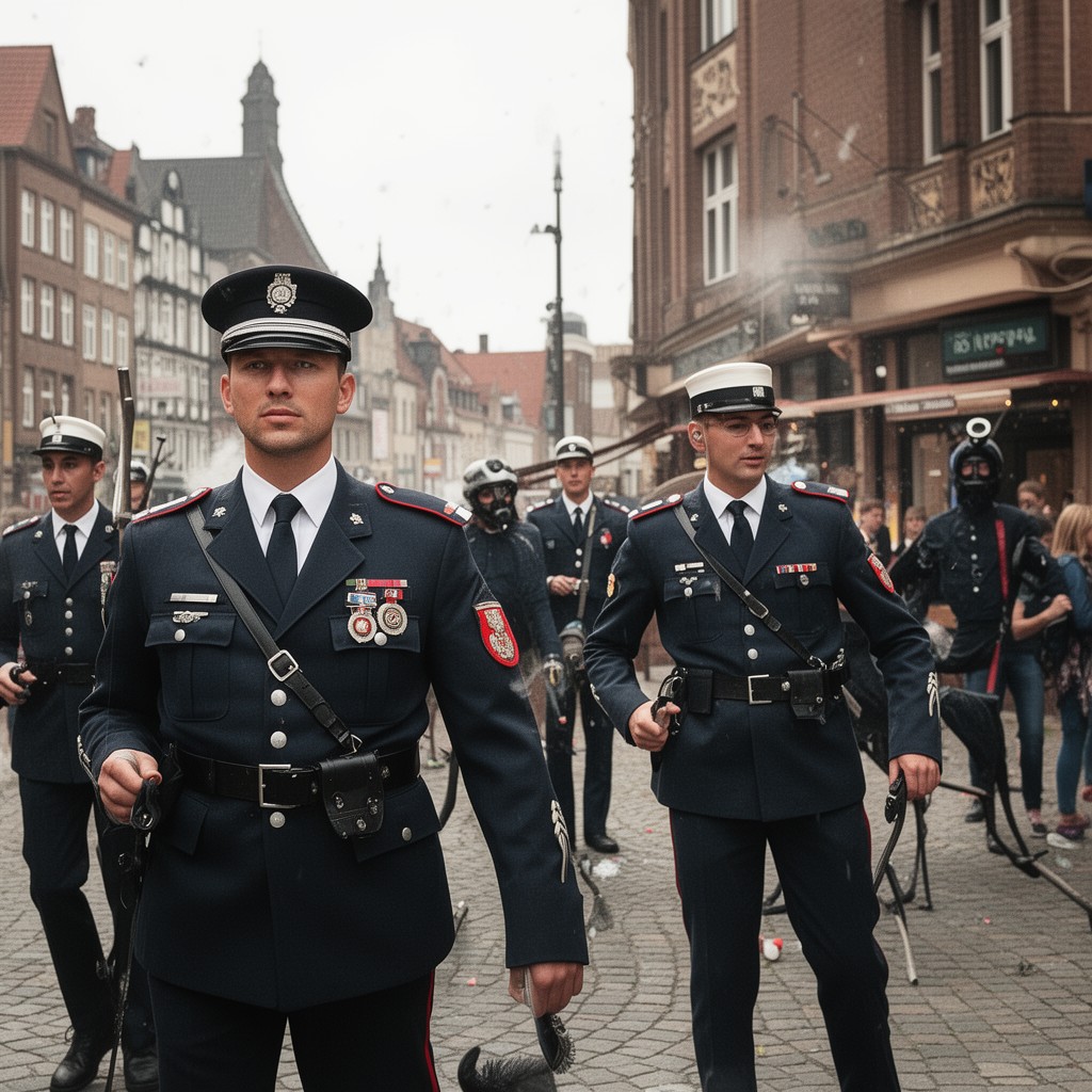 AI-generated illustration of Prussian municipal police