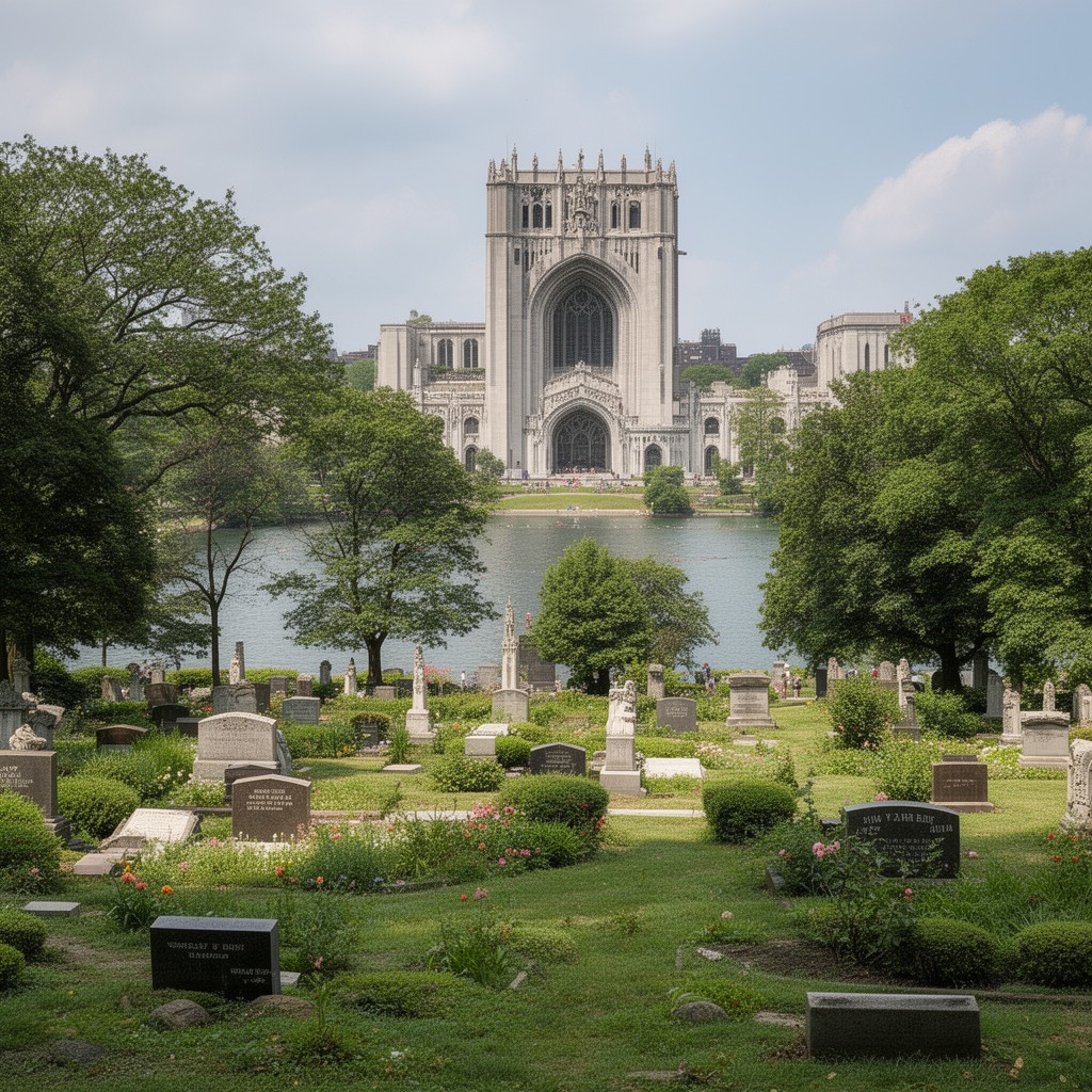 AI-generated illustration of Lake View Cemetery, Cleveland, Ohio, United States