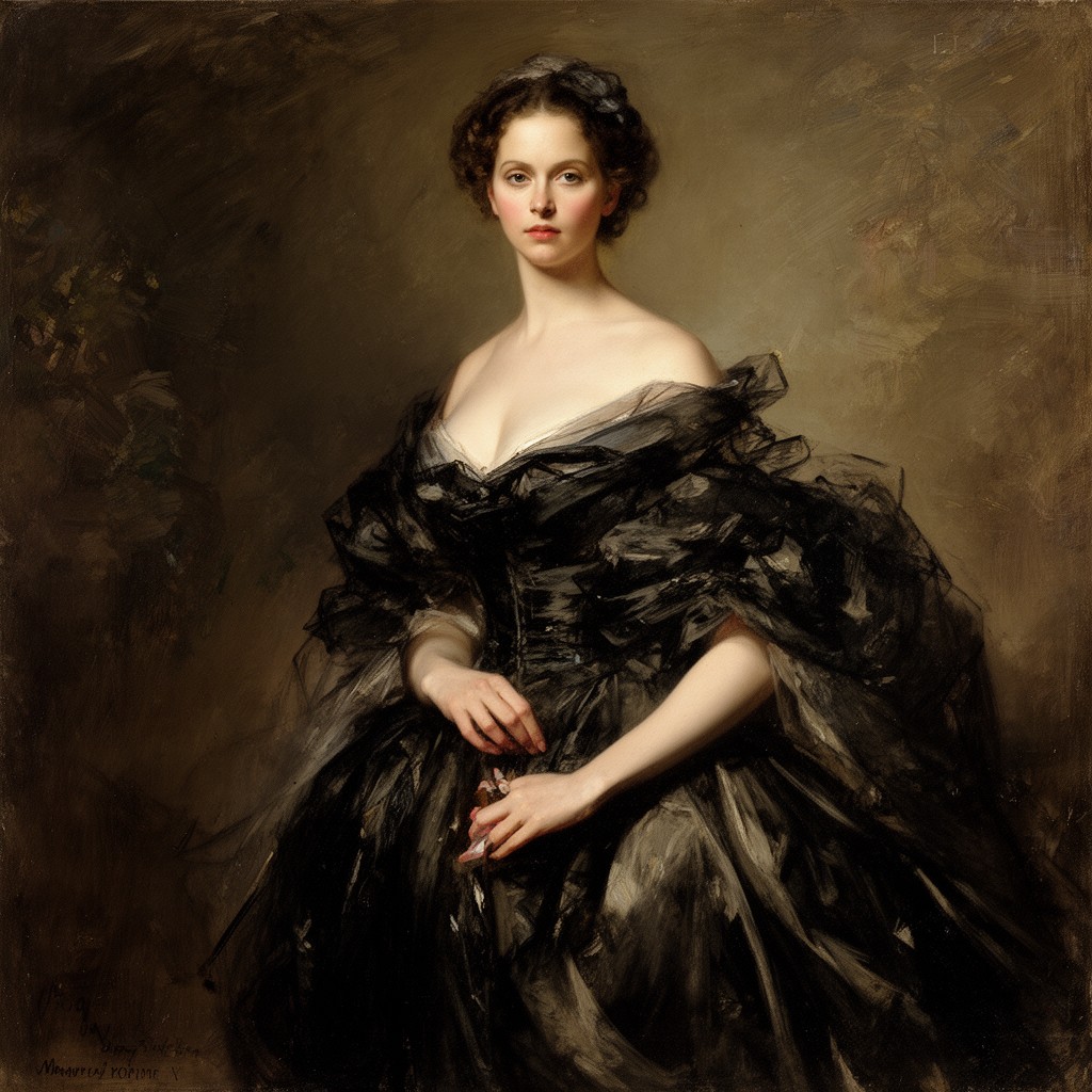 AI-generated illustration of Madame X by John Singer Sargent