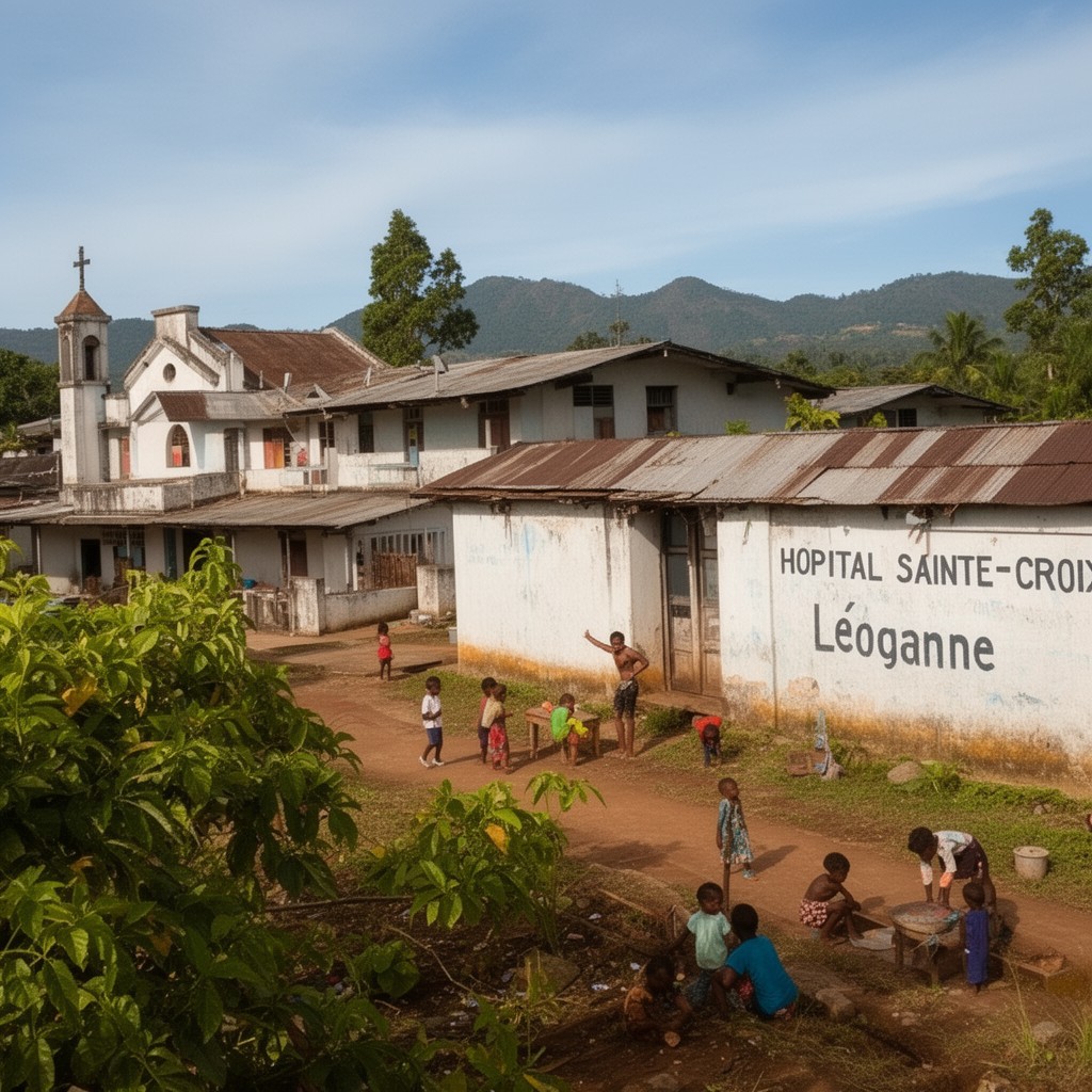 AI-generated illustration of Hôpital Sainte-Croix, Léogâne
