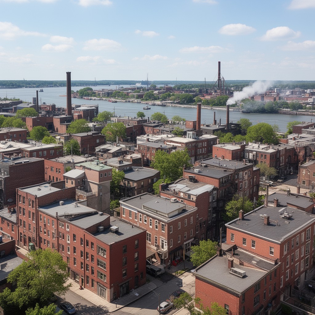 AI-generated illustration of present-day Gloucester City, New Jersey
