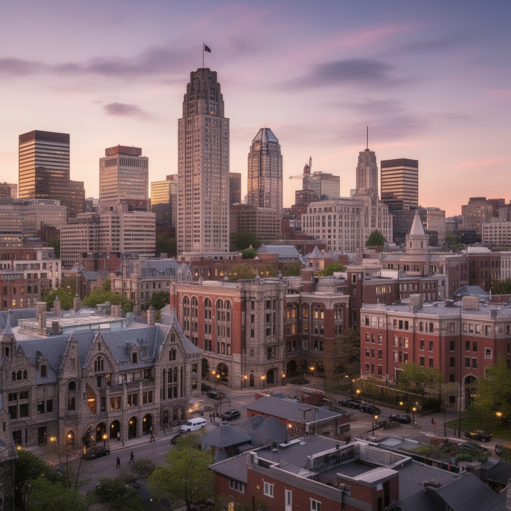 AI-generated illustration of Downtown Montreal campus