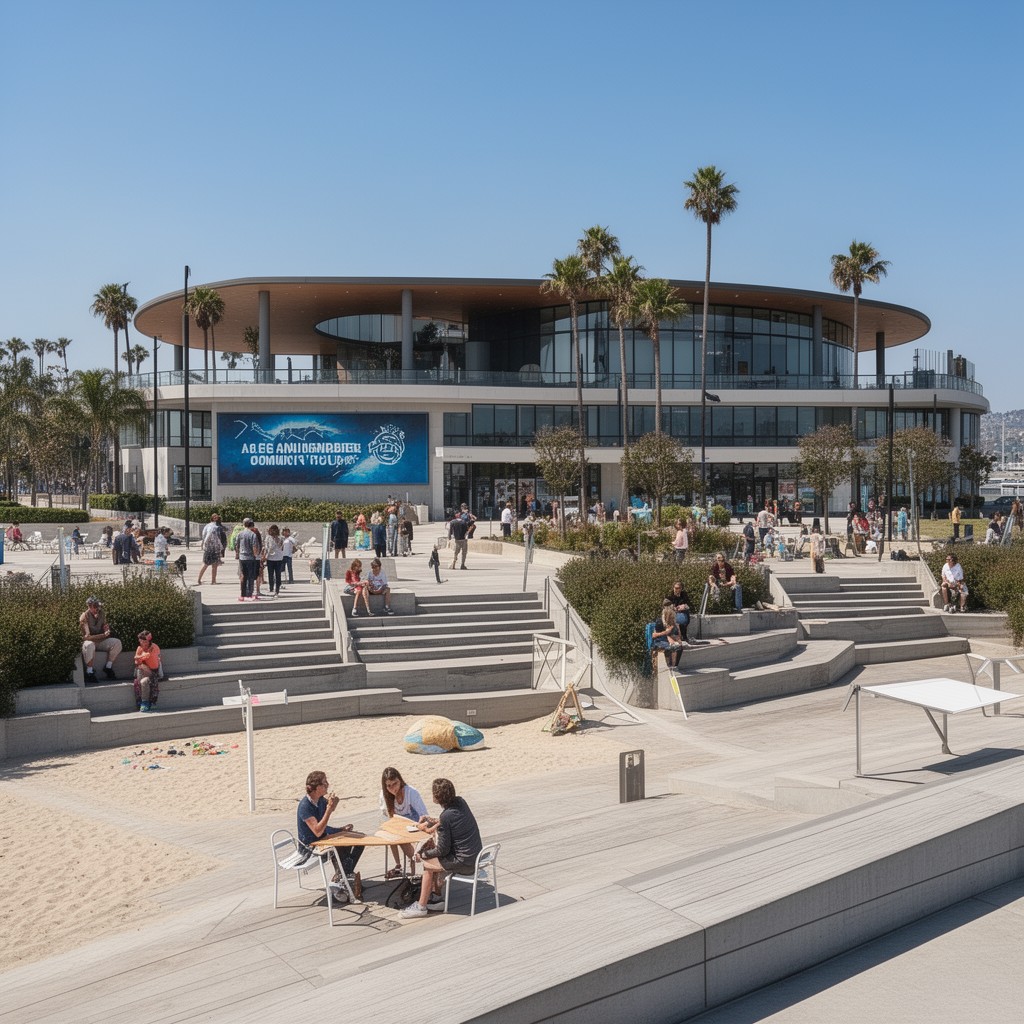 AI-generated illustration of Annenberg Community Beach House (support)