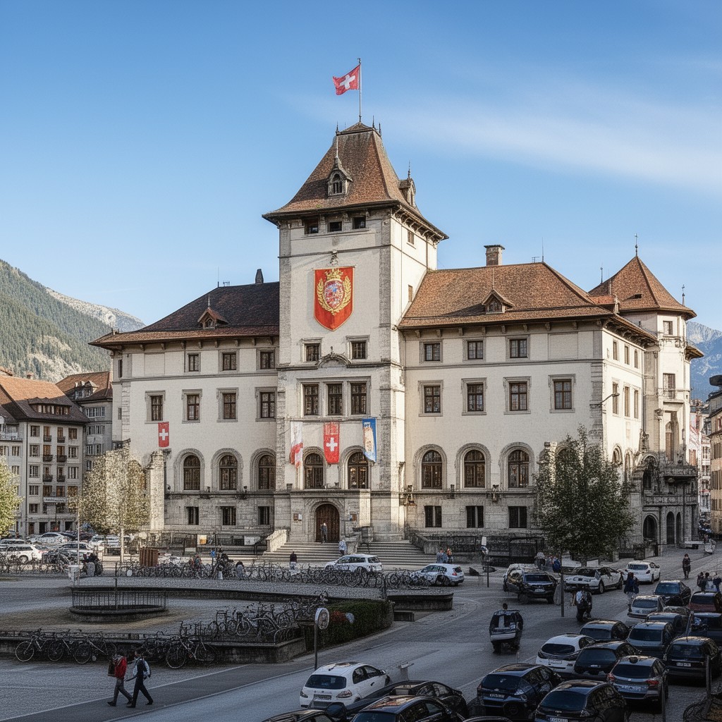 AI-generated illustration of Sion town hall