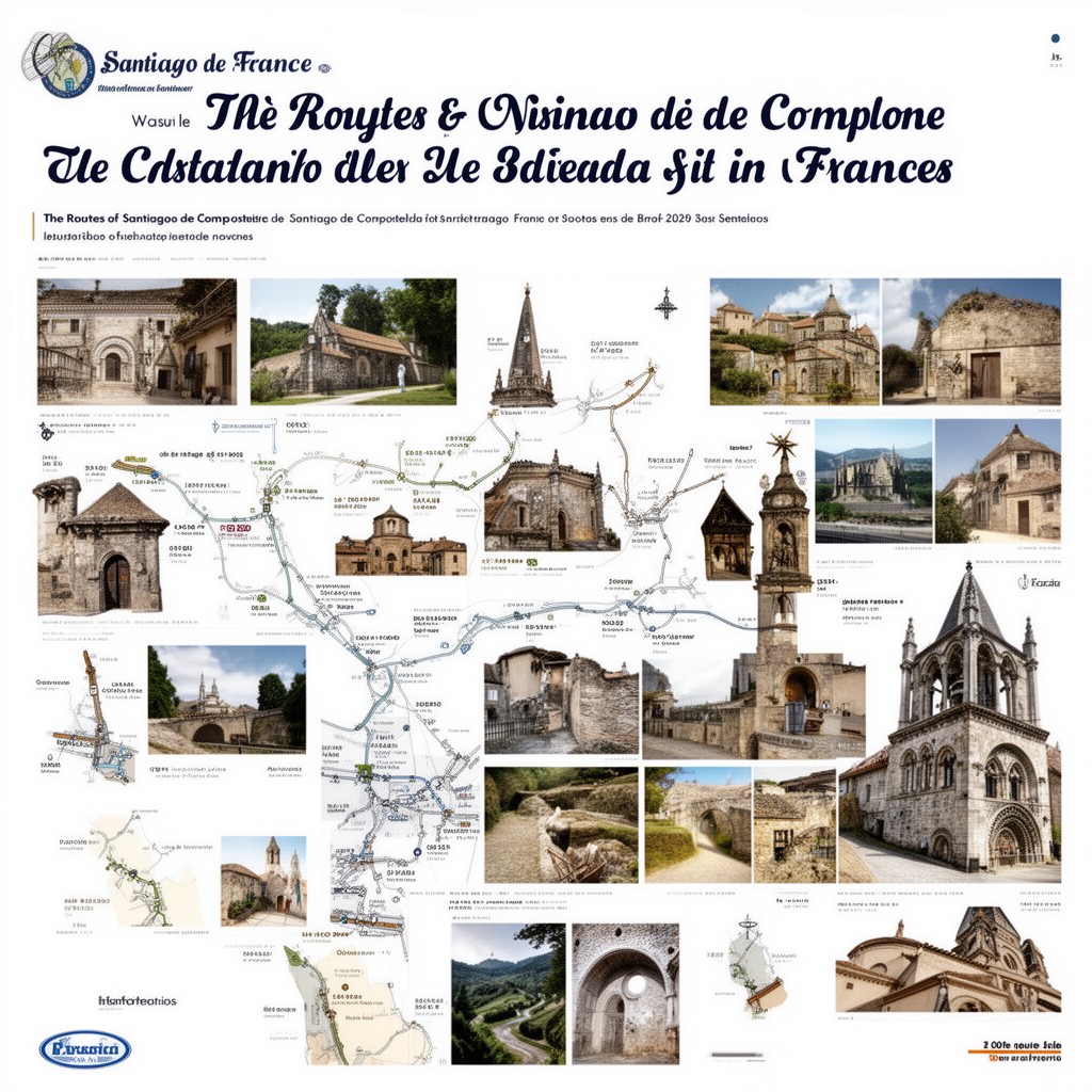 AI-generated illustration of Routes of Santiago de Compostela in France