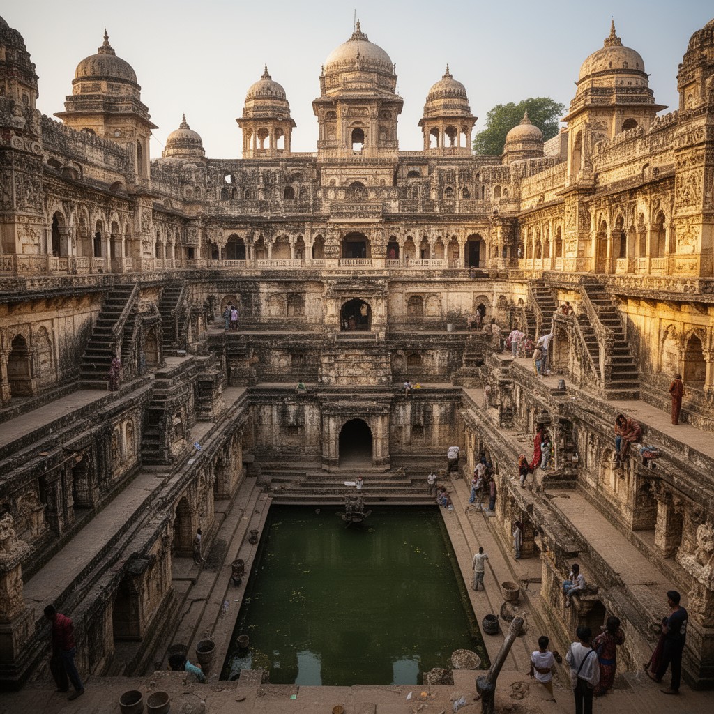 AI-generated illustration of Adalaj Stepwell (near Ahmedabad)