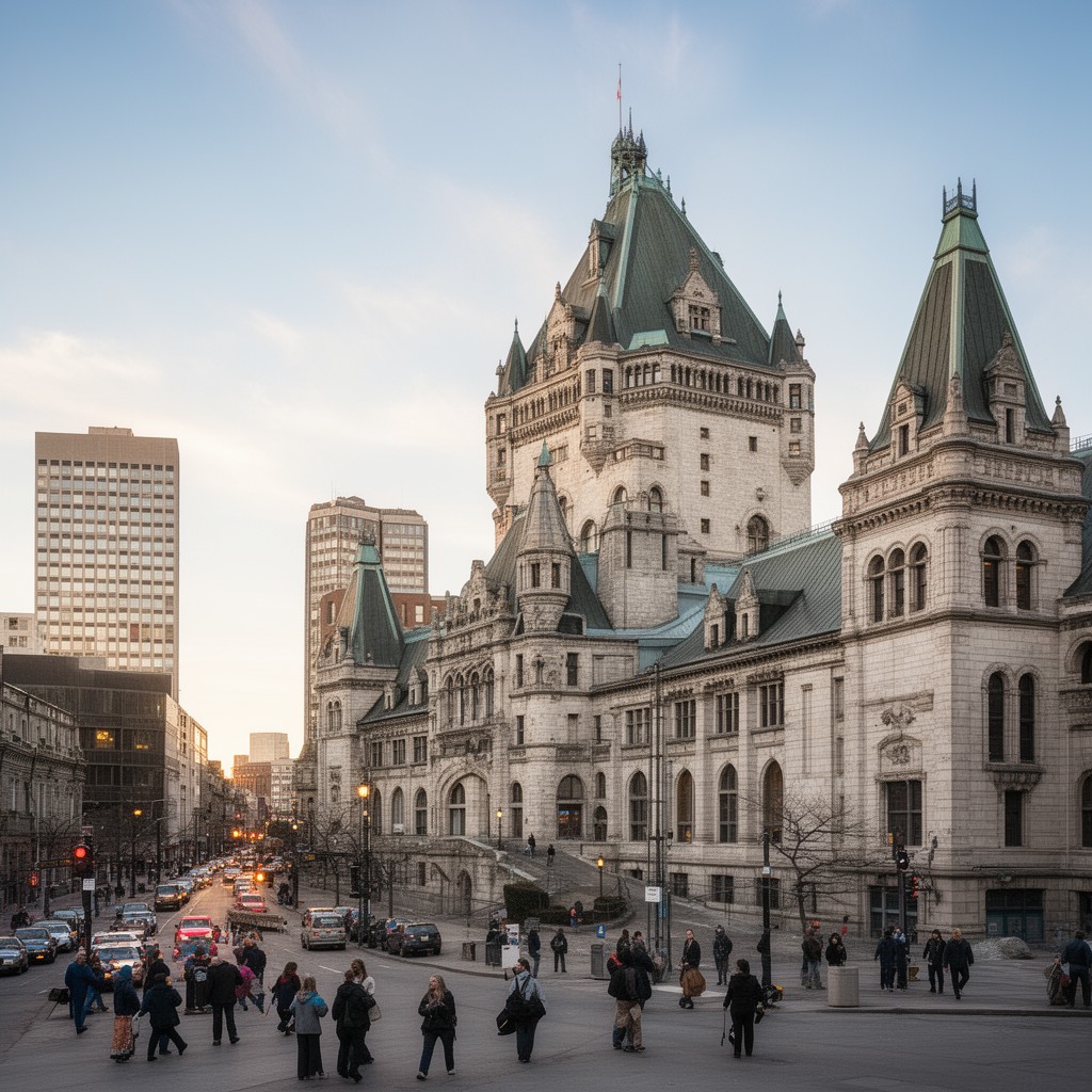 AI-generated illustration of Montreal City Hall