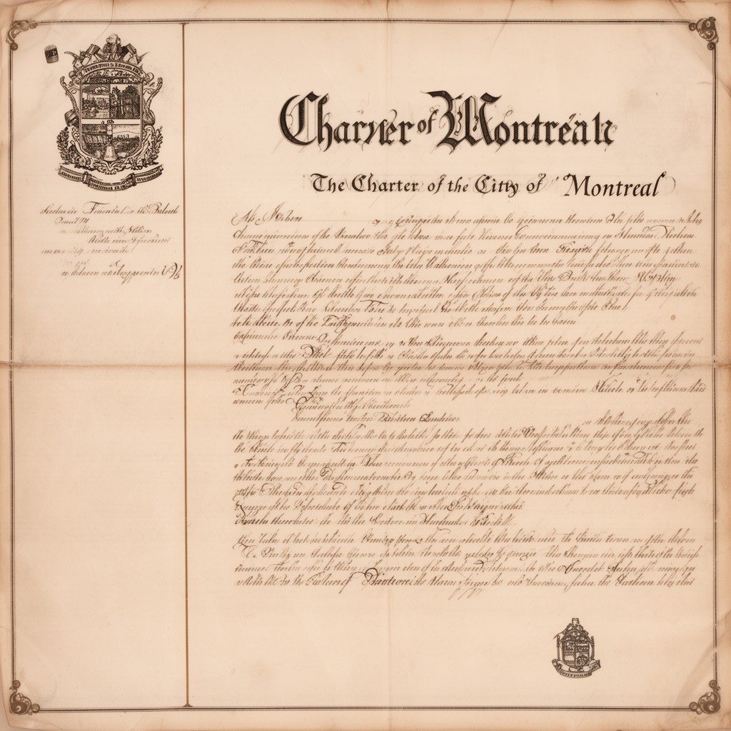 AI-generated illustration of Charter of the City of Montreal