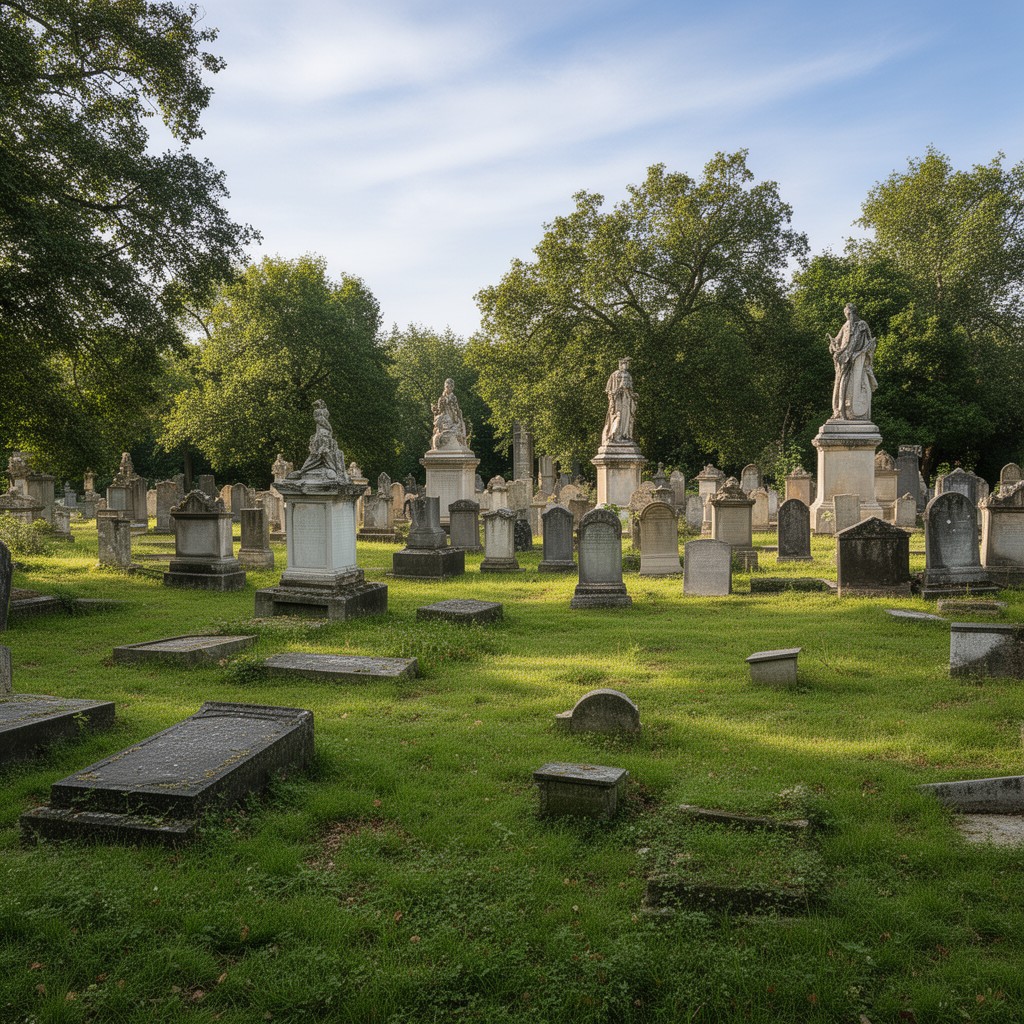 AI-generated illustration of Magnificent Seven cemeteries