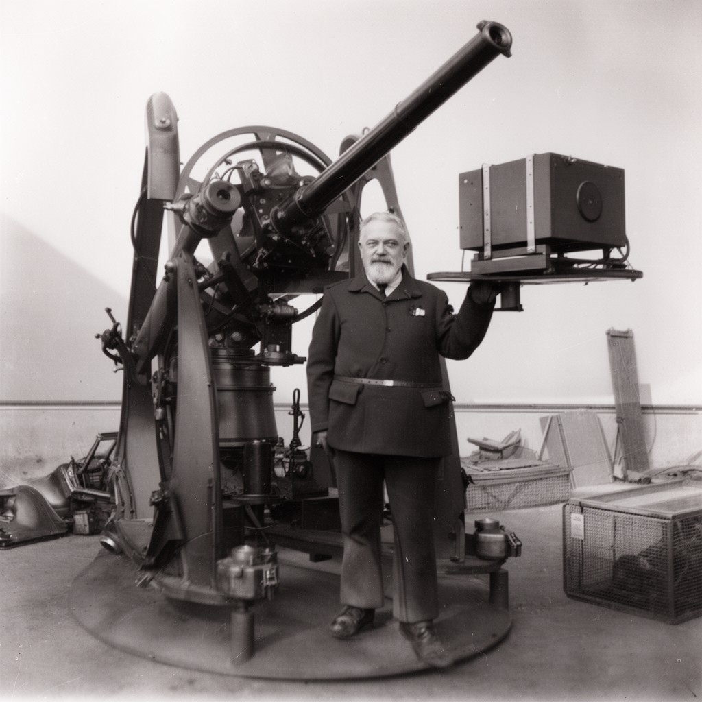 AI-generated illustration of Sir Hiram Maxim