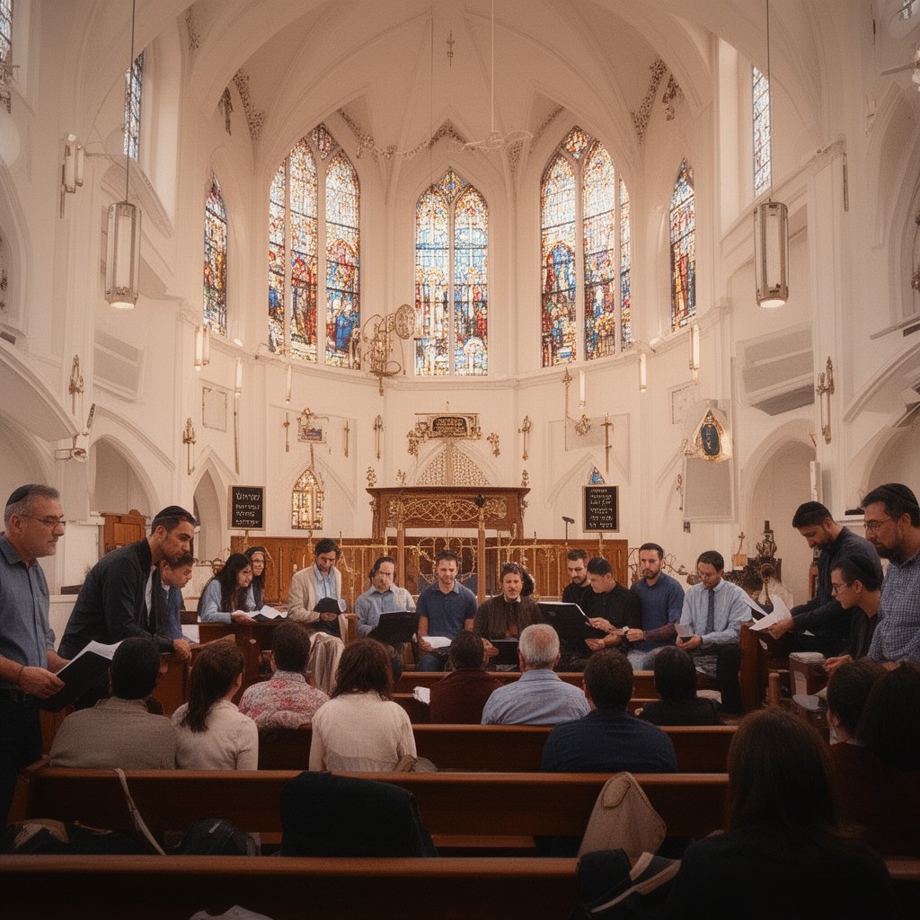 AI-generated illustration of Yizkor memorial service