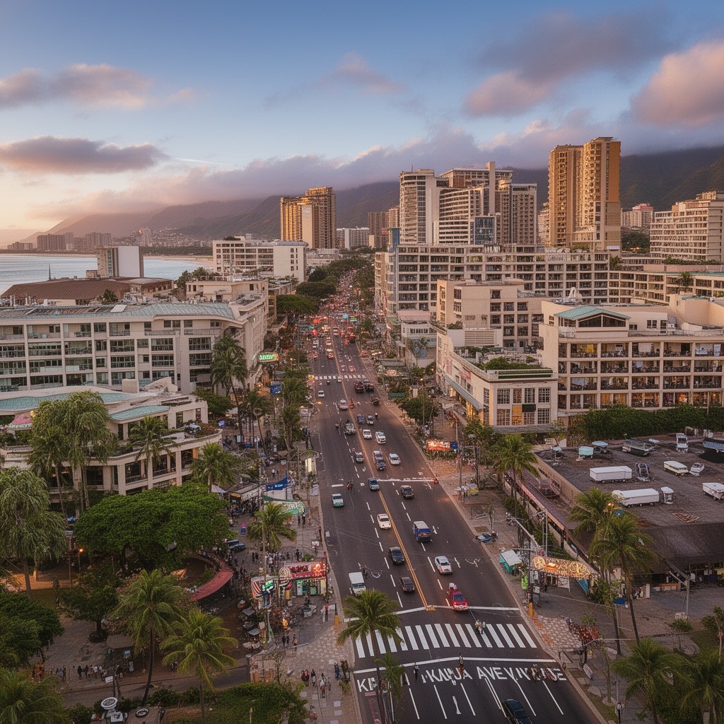 AI-generated illustration of Kalakaua Avenue