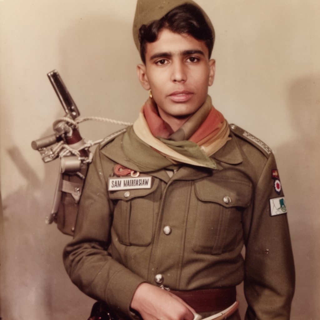 AI-generated illustration of Sam Manekshaw (as a junior officer in World War II)