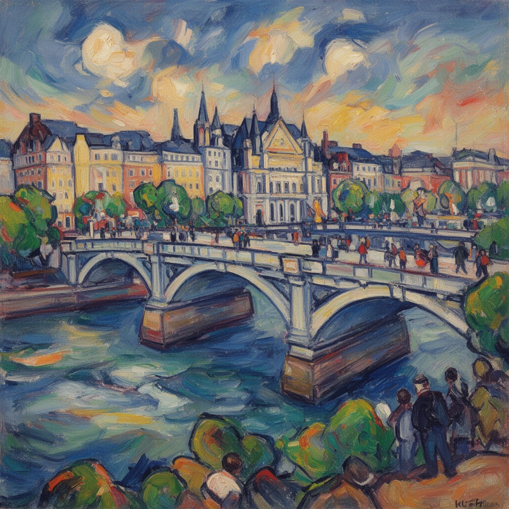 AI-generated illustration of “Charing Cross Bridge, London” by André Derain