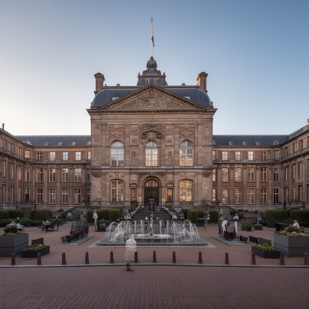 AI-generated illustration of House of Representatives building (Tweede Kamergebouw)