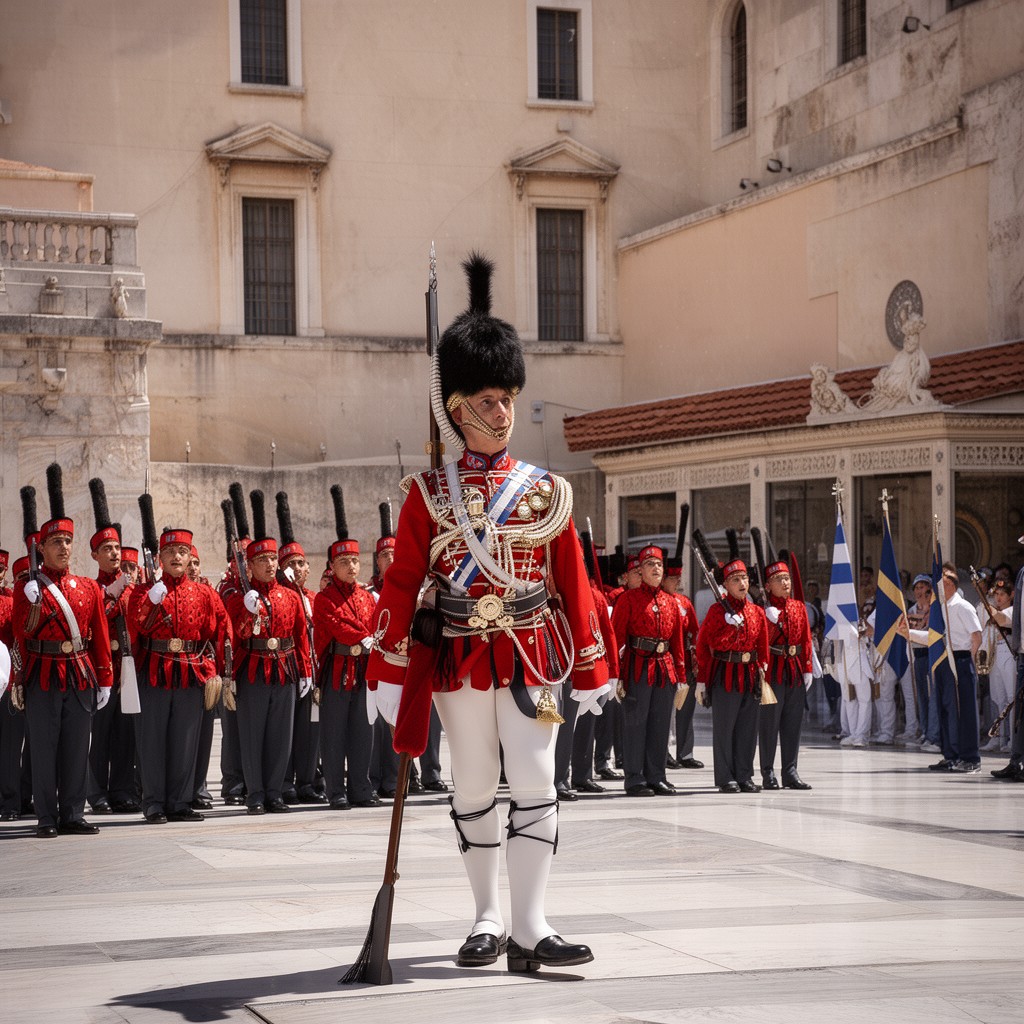 AI-generated illustration of Evzones presidential guard