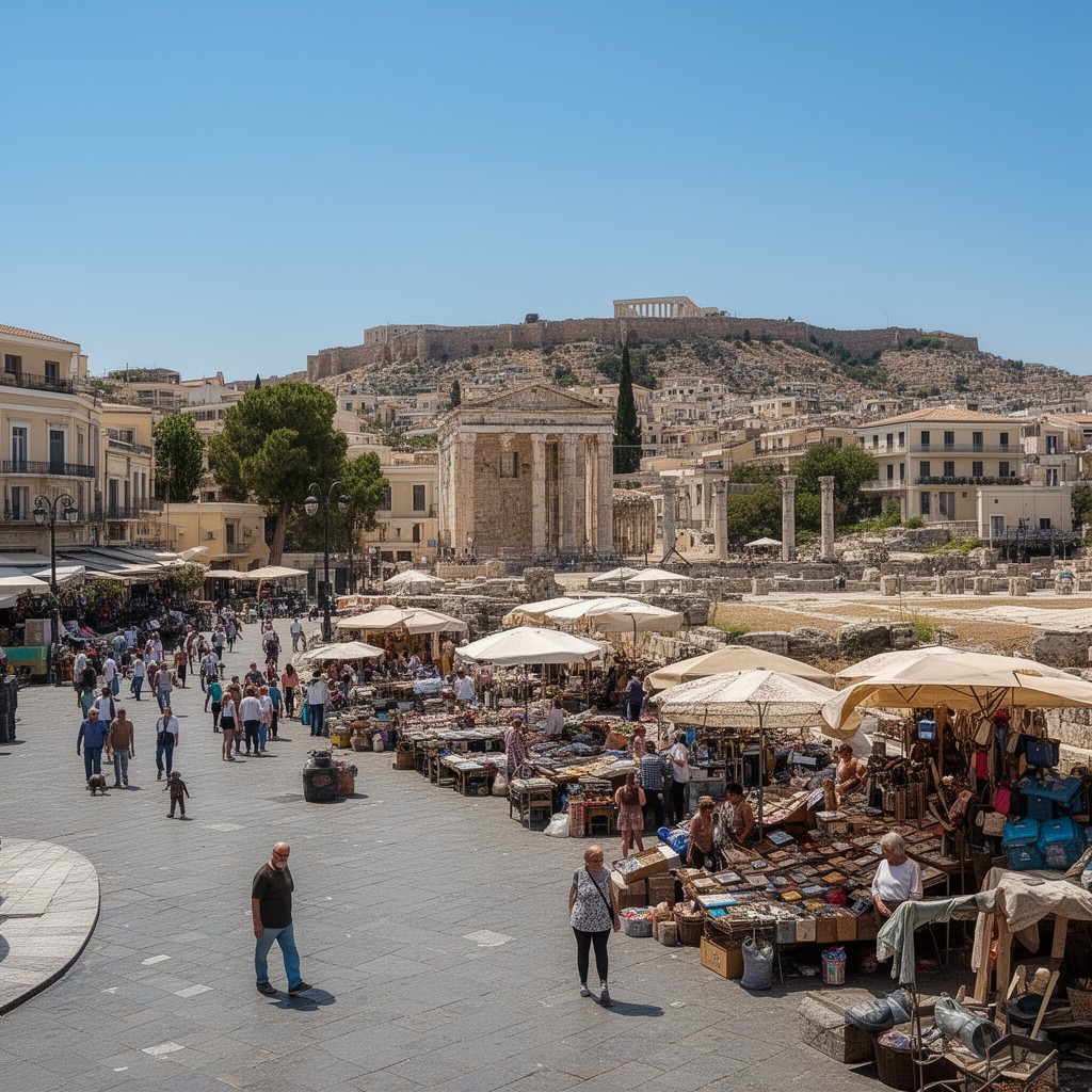 AI-generated illustration of Monastiraki Square