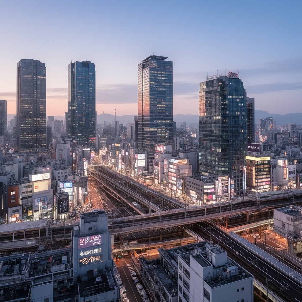AI-generated illustration of Umeda district