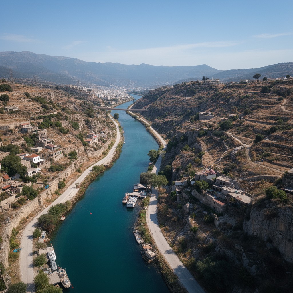 AI-generated illustration of Corinth Canal