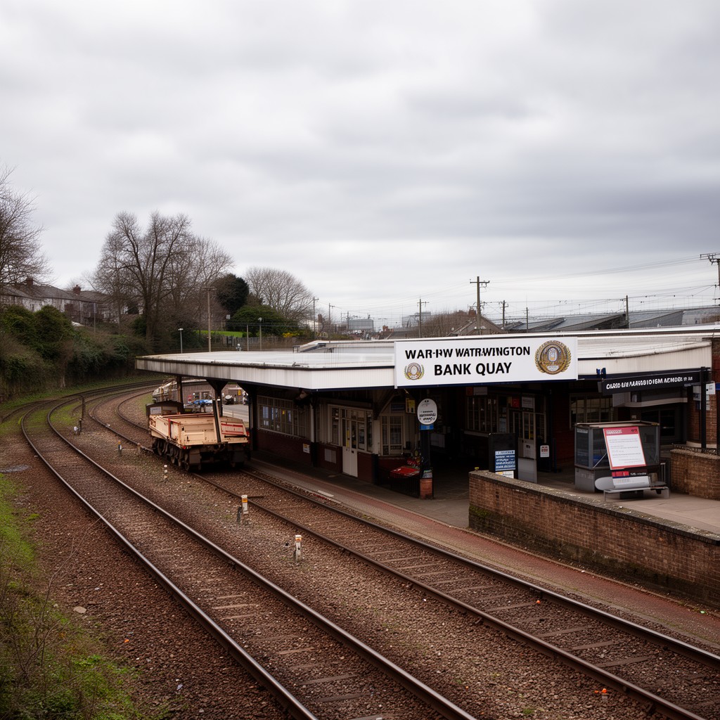 AI-generated illustration of Warrington Bank Quay railway station