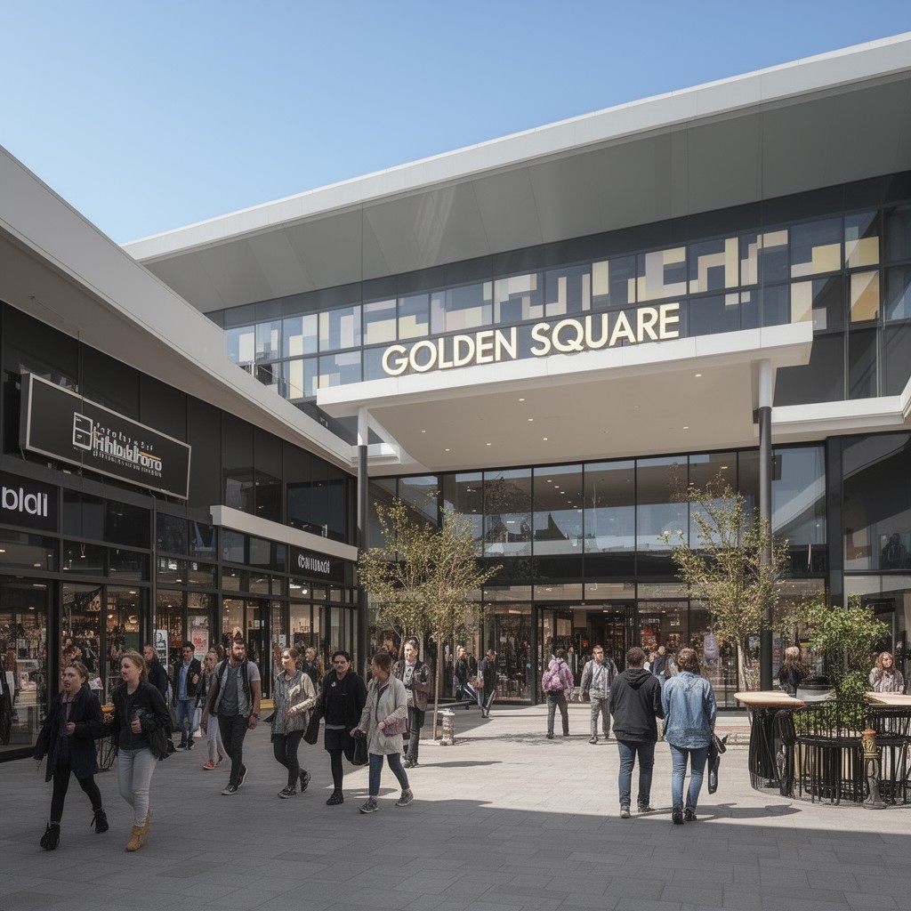 AI-generated illustration of Golden Square Shopping Centre
