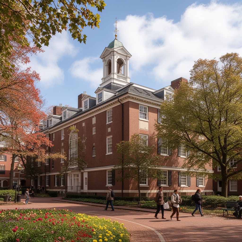 AI-generated illustration of Stoughton Hall at Harvard College (original benefactor)