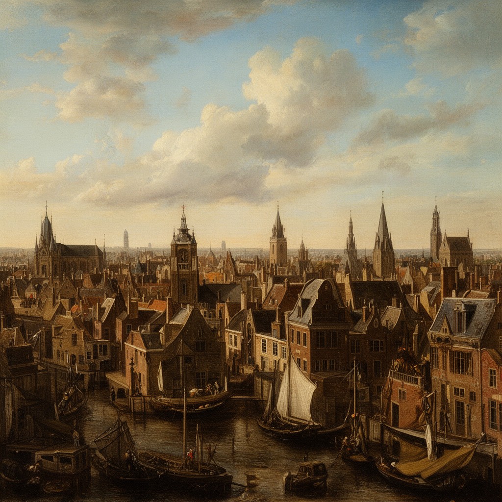 AI-generated illustration of A View of Delft