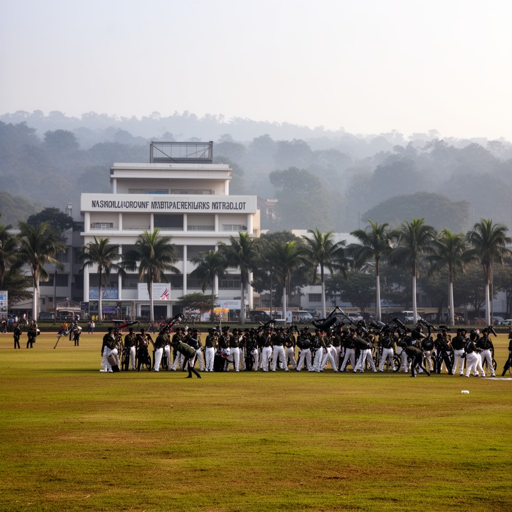 AI-generated illustration of National Defence Academy (near Pune)
