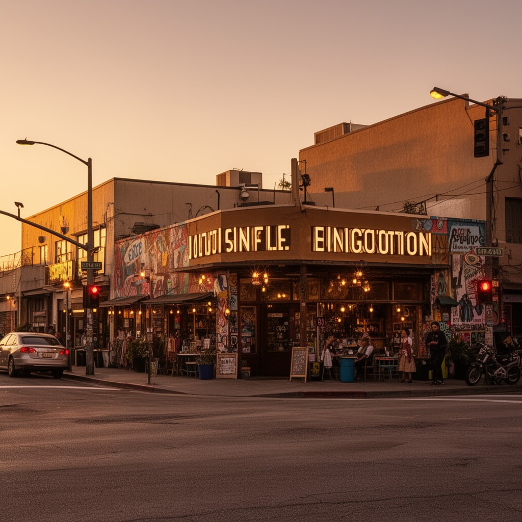 AI-generated illustration of Sunset Junction